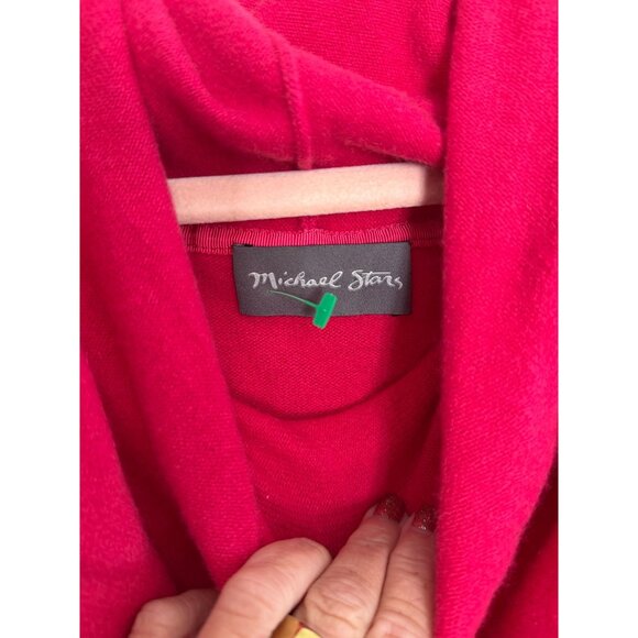 MICHAEL STARS HOT PINK ORANGE ACCENT COWL NECK SWEATER ONE SIZE WOMEN - Picture 3 of 4